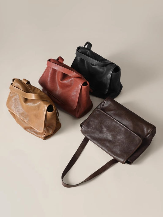 Retro Soft Leather Messenger Bag for Women